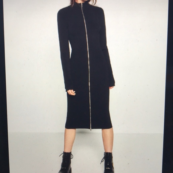 Zara Black Long Sleeve Zip Tube Dress 